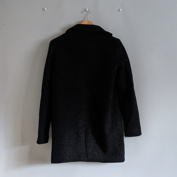 Women's Vera Moda Black Boucle Boxy Cocoon Style 3/4 Length Coat Size XS - Picture 5 of 9